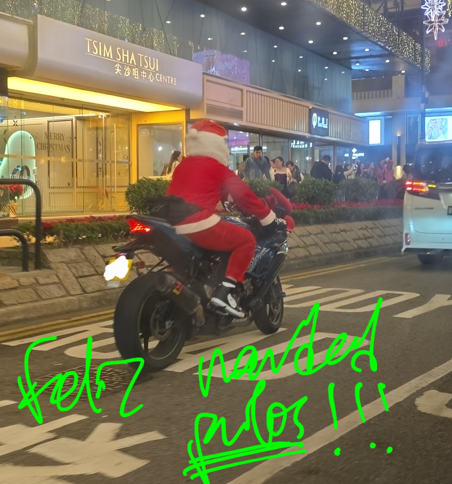 Santa Claus on a bike, Tsim Sha Tsui